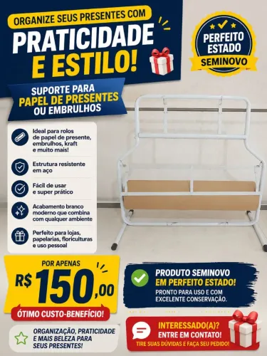 Suporte de ferro para rolo de papel de presente