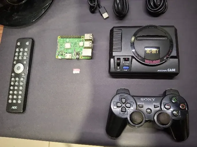 Kit Completo de Videogame Retrô - Raspberry Pi 3B + Controle PS3+1000 games
