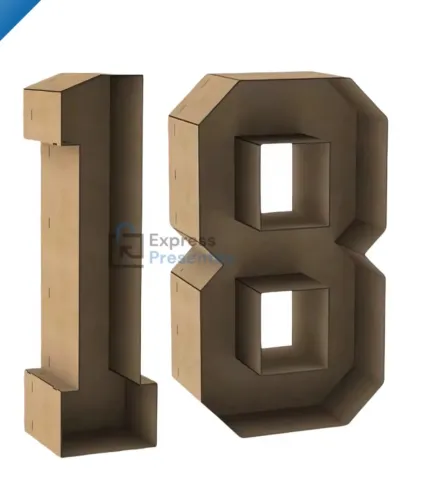 Número 18 Estilizado 3D Em MDF