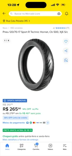 Pneu dianteiro aro 17 technic