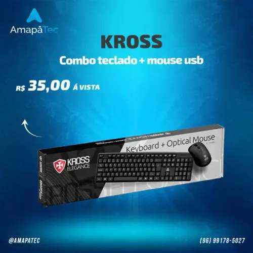 Combo Kross Teclado e Mouse USB Com Fio