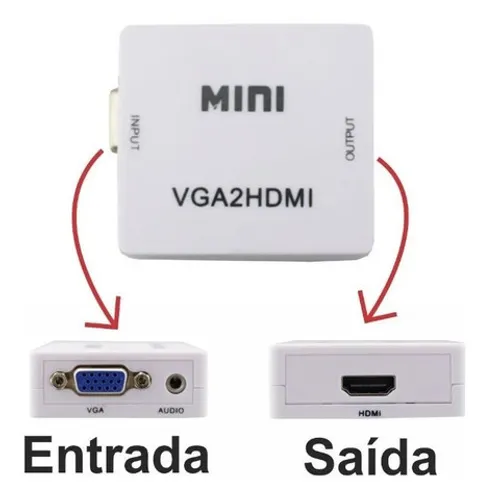 Conversor Adaptador Vga P/ Hdmi Com Saida De Audio P2
