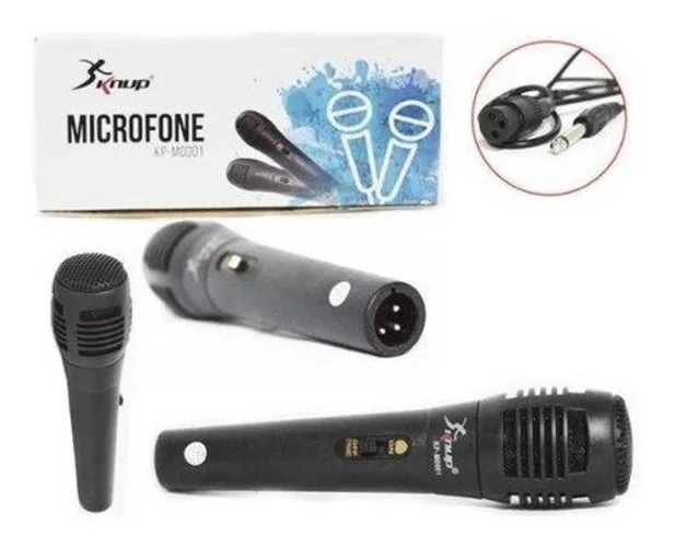 Microfone Profissinal Karaokê Knup P10 Cabo 1,5m