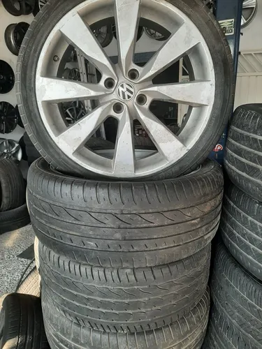 Roda aro 18 Vw saveiro Power prata 4x100 jogo Pneus 225 40 18 usados 