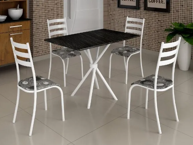 Mesa Tubular Branco c 4 cadeiras Frete Grátis - Até 12x
