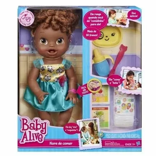 Boneca Baby alive Hasbro Negra Hora de Comer Fala português hasbro 