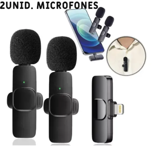 2UN MICROFONE Profissional Sem Fio Duplo Lapela P/IPHONE E ANDROID (NOVO)