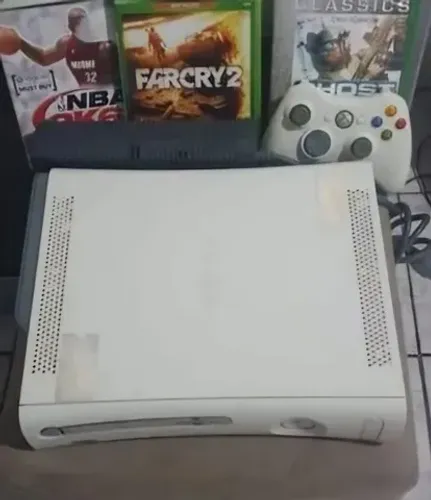 XBOX 360 PRO EDIÇÃO BRANCO FONTE CONTROLE HD ORIGINAL 1JOGO DE BRINDE