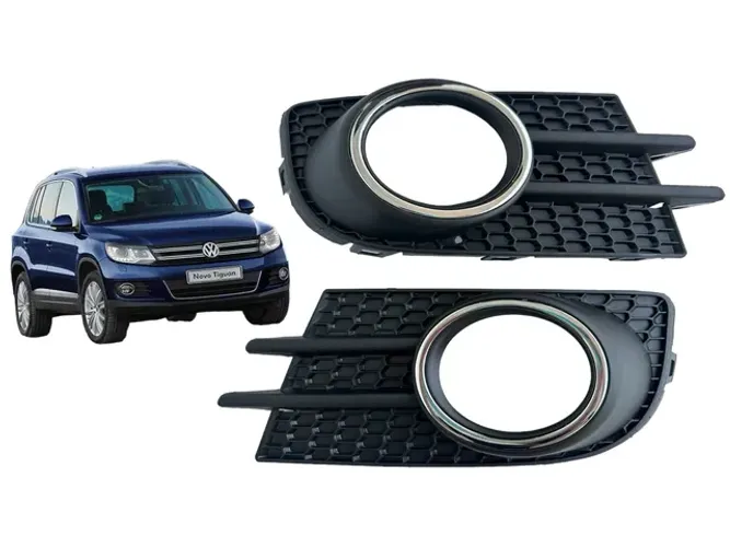 Par Grade Cromada Farol de Milha Volkswagen Tiguan 2013 a 2017