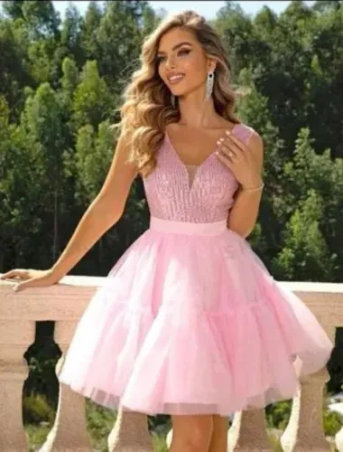 Vestido de Festa Rosa - Tamanho P