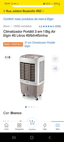 Climatizador portátil 3em1 Big Air Elgin 45 litros 