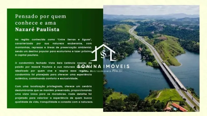 VENDA - LOTE EM CONDOMINIO -VISTA BELA ESTÂNCIA- REPRESA DE NAZARÉ PAULISTA