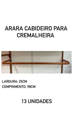 Arara cabideiro para cremalheira
