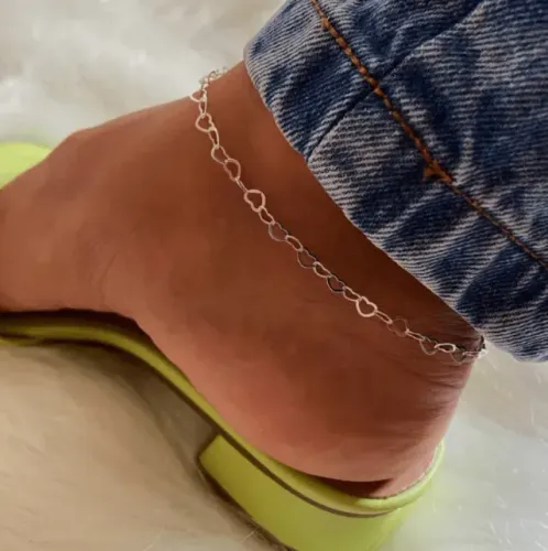 Tornozeleira Elo Coração Prata 925