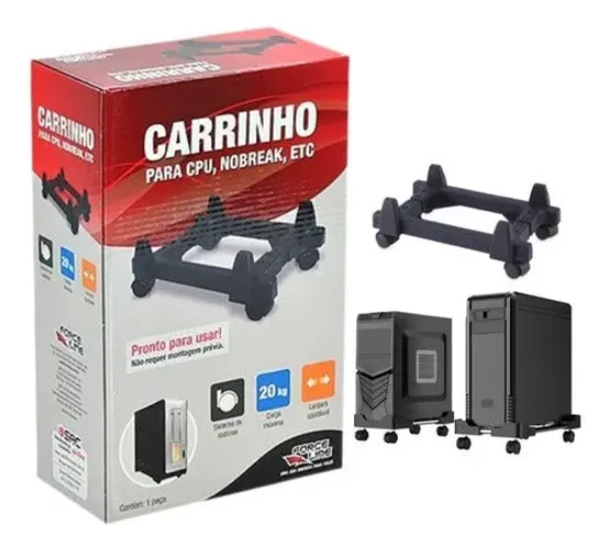 Carrinho Para Gabinete, Cpu, torre, E/ou Nobreak, Force Line, Preto, Com Rodinhas