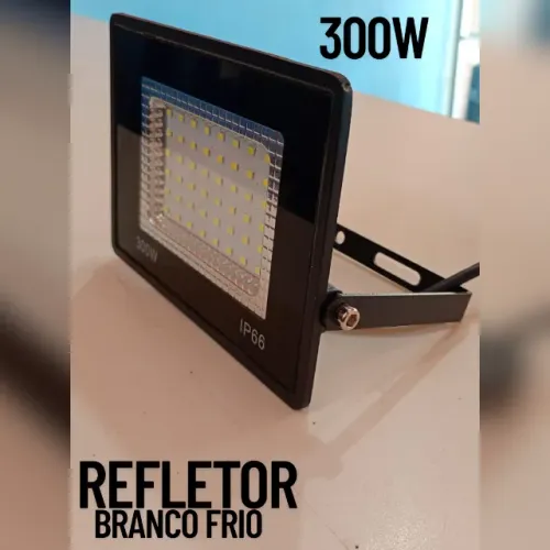 Refletor 300w Led Holofote Ip66 Luz Branco-frio - Resistente Sol Chuva e Poeira