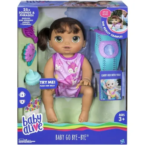 Baby Alive Baby Go Bye Bye - Boneca Interativa fala inglês e espanhol 