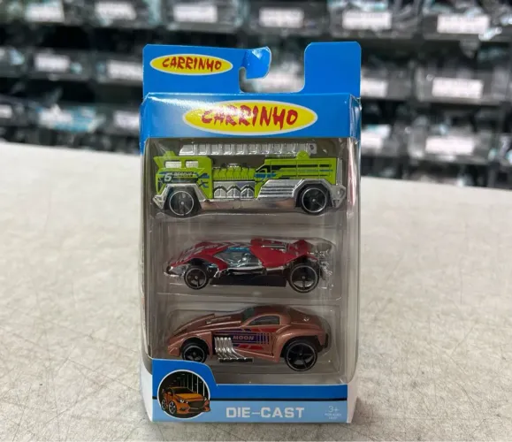 Kit 3 carros brinquedo esportivos Metal