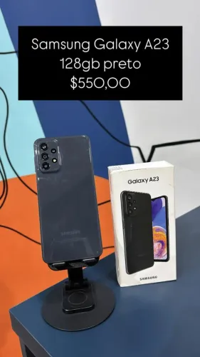 Samsung A23 / 128GB / Preto / R$ 550,00 / Loja física.