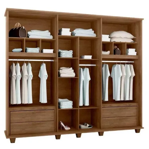 Guarda-Roupa Amadeirado 3 Portas e Gavetas