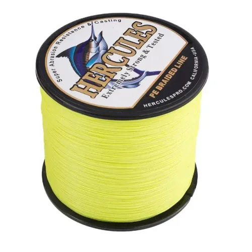 Linha multifilamento hercules X4-500 metros- 3 BITOLAS DIFERENTES (amarelo fluorescente) 