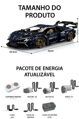 LINDA LAMBORGHINI AVENTADOR BLOCOS DE MONTAR 4106 PEÇAS COM KIT DE MOTORIZAÇÃO E CONTROLE 