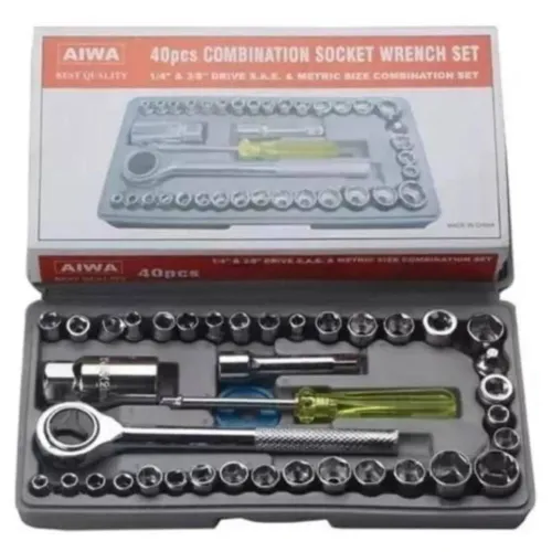 Jogo de Chaves de Soquete Combinadas AIWA 40 Peças