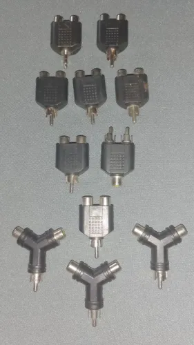 CONECTORES ADAPTADORES JACK RCA MACHO FÊMEA Y P10 MONO P10 STÉREO 30 UNIDADES VARIADAS 