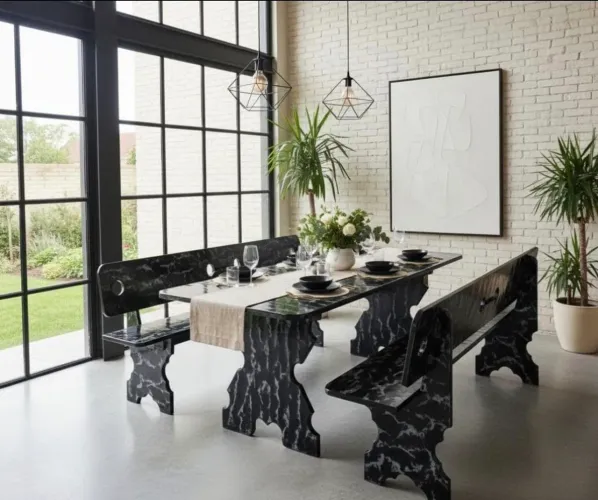 Mesa pedra de ardósia pintada