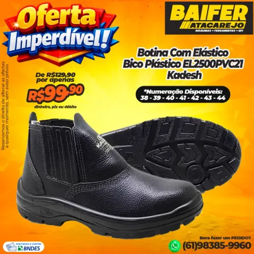 Botina Com Elástico Bico Plástico Para Eletricista EL2500PVC21 Kadesh