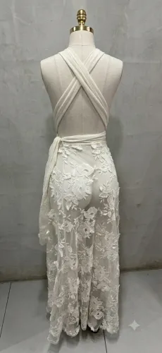 Vestido maravilhoso renda praia, festa, eventos, transparente, tamanho P