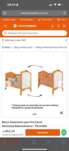 Berço americano que vira cama
