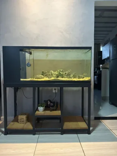 AQUARIO MONTADO + MESA SUPORTE DE METALON