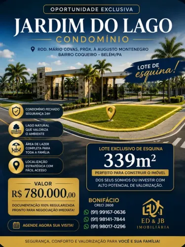 Lote de Esquina, Jardim do Lago, excelente Lote diferenciado, area; 339m²