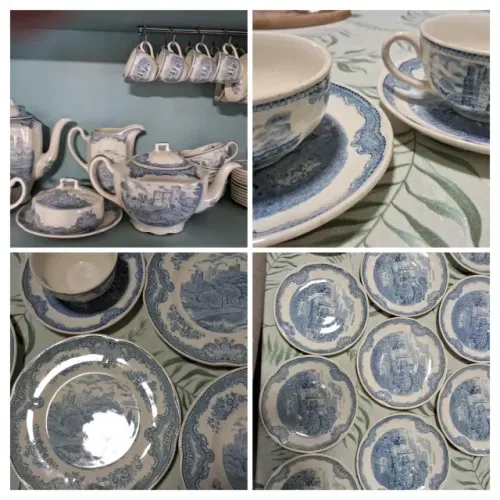 Aparelho de chá e café em faiança (cerâmica) vintage manufatura ?Cerâmica São Caetano?