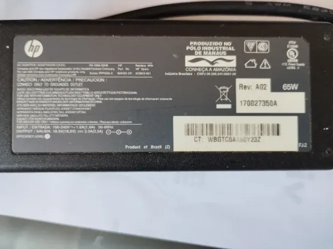 Vendo fonte de notebook hp original 18.5v 65w