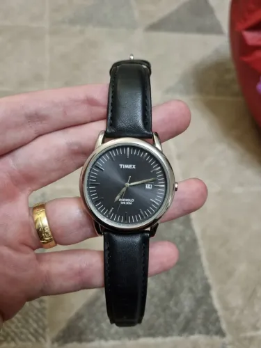 Relogio Timex original preto e prata pulseira de couro