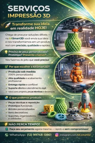 IMPRESSÃO 3D PERSONALIZADA - PROTÓTIPOS, PEÇAS INDUSTRIAIS
