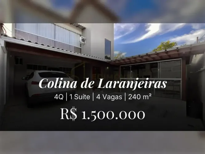 Colina de Laranjeiras: casa dos sonhos com 4 quartos e acabamentos de alto padrão!
