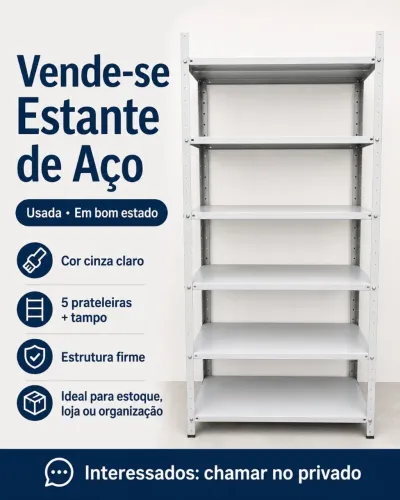 2 estantes de aço com 6 prateleiras