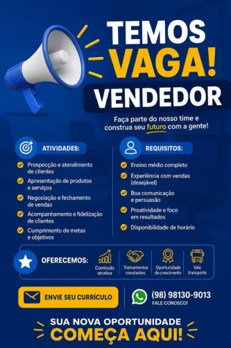 ?Vaga de emprego vendendo ?