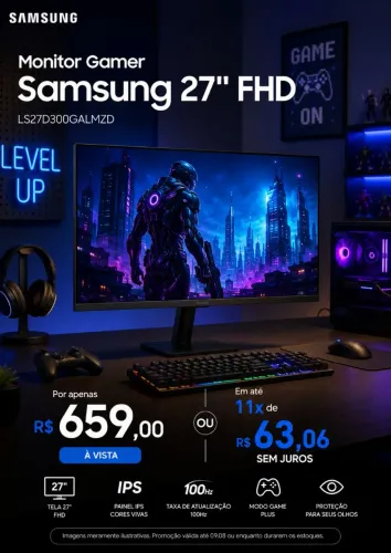 Monitor Gamer Samsung 27" FHD<br>LS27D300GALMZD