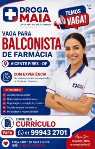 VAGA ATENDENTE FARMACIA