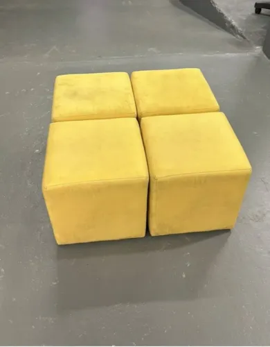 Kit com 4 Pufes Amarelo | Ideal para Bares, Tabacarias e Decoração