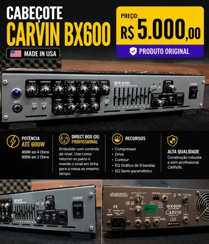 Cabeçote Carvin BX600(made in USA)