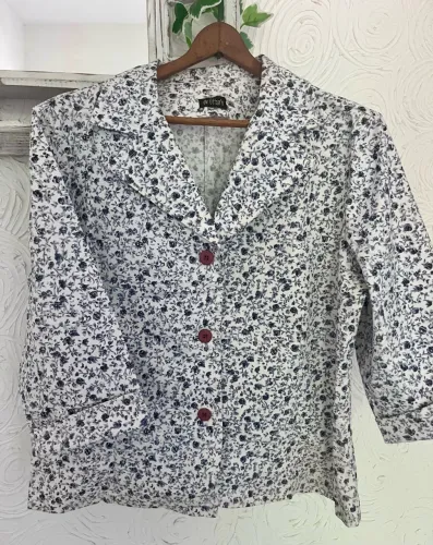 Blaser feminino Floral manga 3/4