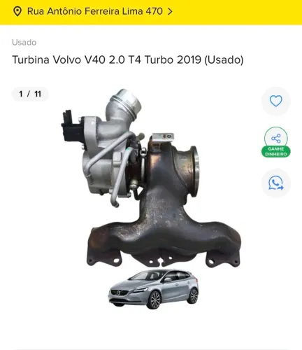 TURBINA VOLVO V40 2.0 T4 TURBO 2019 2020