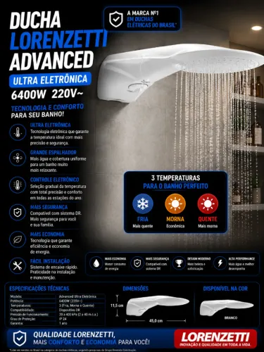 DUCHA LORENZETTI 6400W (LINHA ADVANCED)