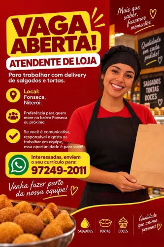 Vaga para atendimento de delivery Niteroi