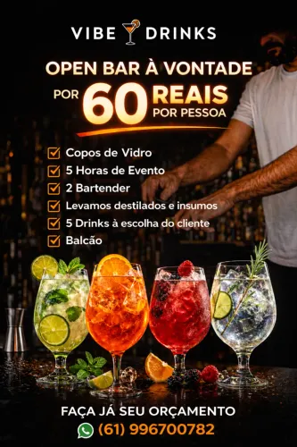OPEN BAR DE DRINKS PRA SUA FESTA 60 REAIS POR PESSOA